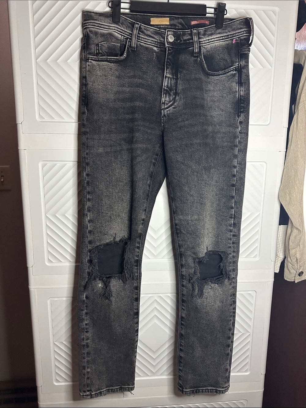 Pilcro Black Washed Jeans with Tan Leather Brand Patch